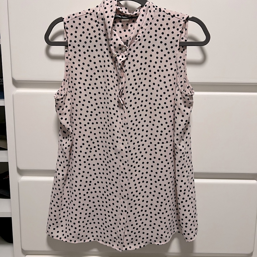 Pink polka dot Womens blouse!